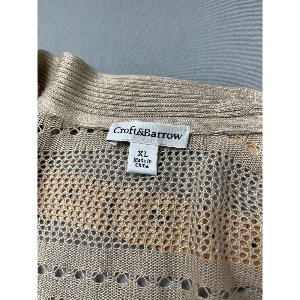 Croft & Barrow Womens Cardigan XL Long Duster‎ Boho Country Festival Twee Beige - Picture 4 of 10